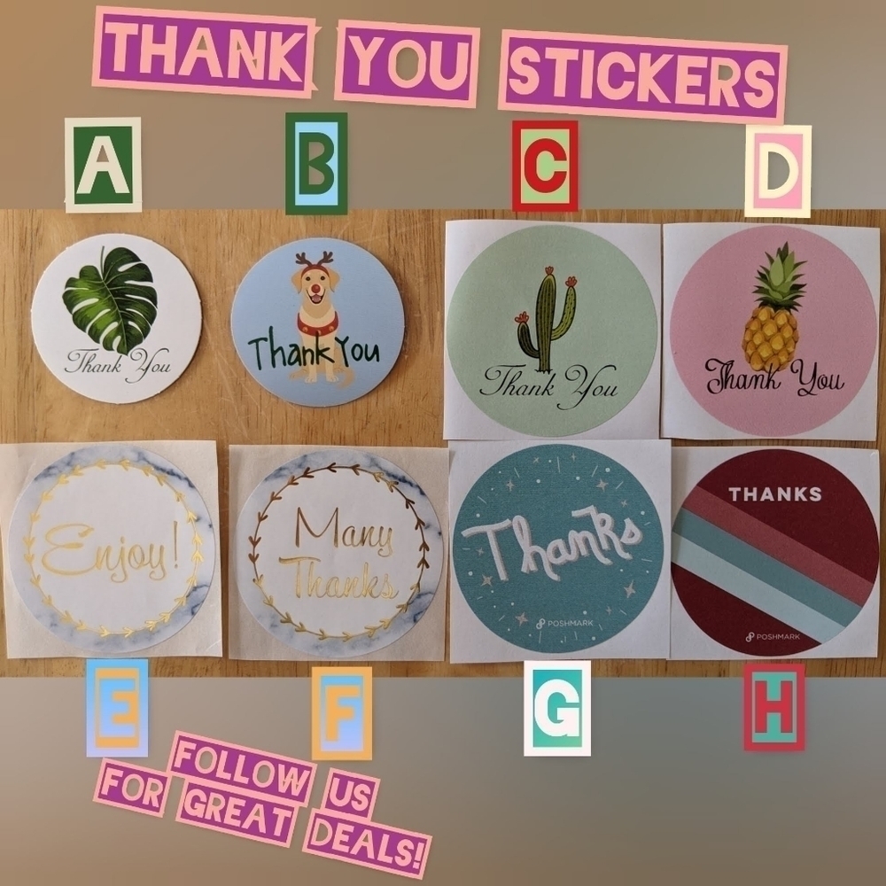 100 Thank You Stickers 2" Round or 2"x3" Fragile Sticker